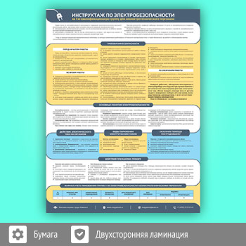 Плакат «Инструктаж по электробезопасности - на I квалификационную группу для неэлектротехнического персонала» (М-71, ламинированная бумага, А2, 1 лист)